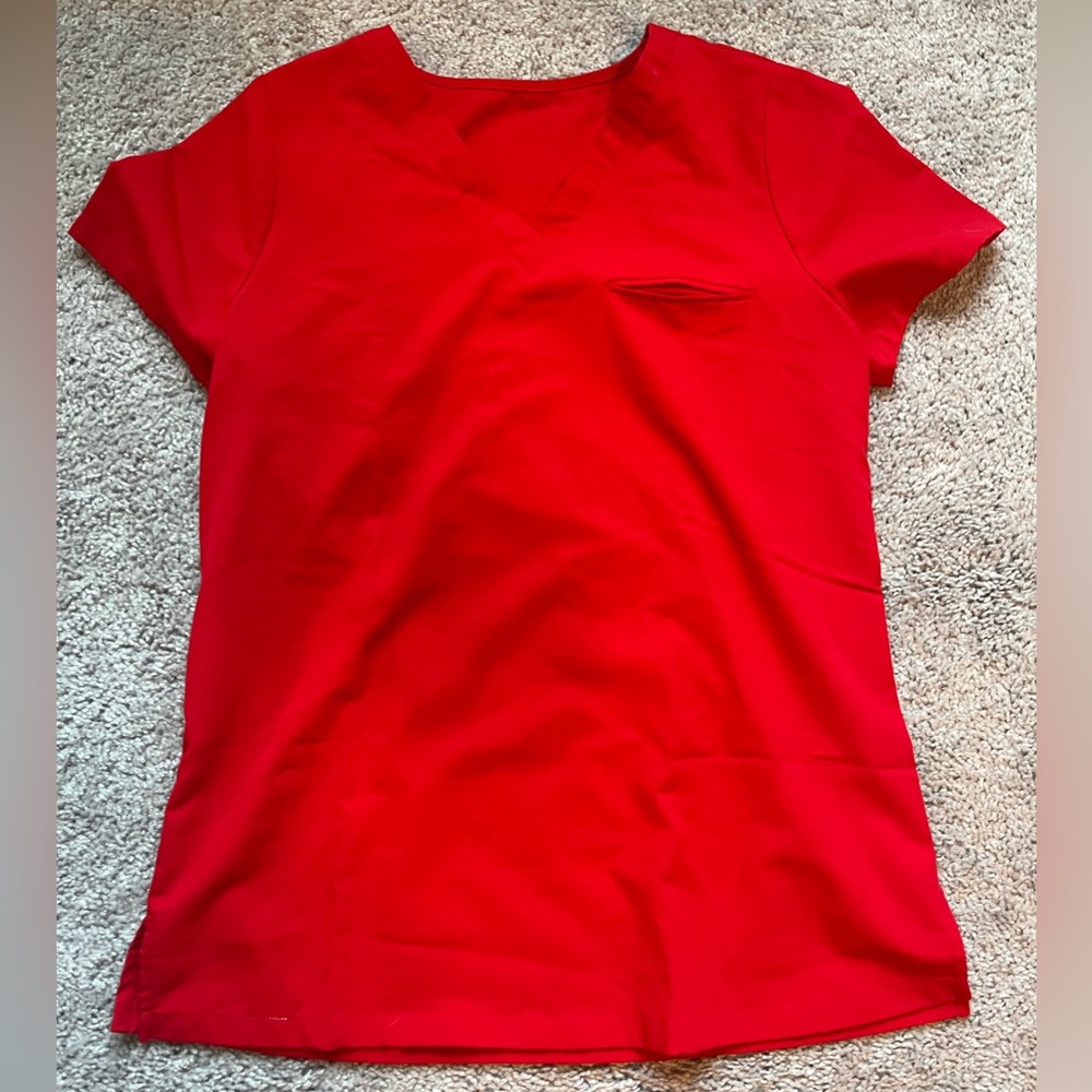 Women's Mandala Red V-Neck Scrub Top